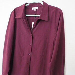 Calvin Klein Deep purple long sleeve work top size XL